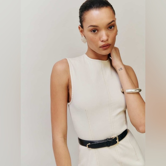 Reformation Kendi Denim Midi Dress in Fior Di Latte - Picture 6 of 11